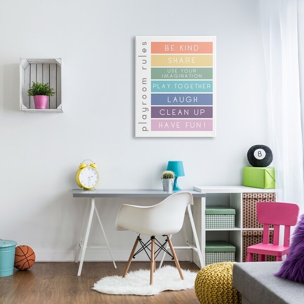 Stupell Bold List of Playroom Rules Kids Rainbow Stripes Canvas Wall Art - Multi-Color