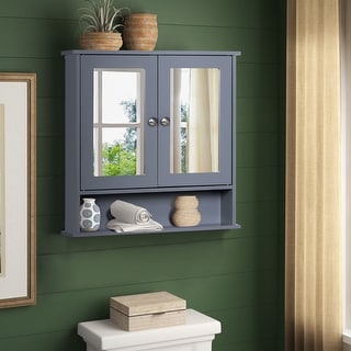 2-Door Medicine Cabinet Bathroom Wall Cabinet with Double Mirror Doors