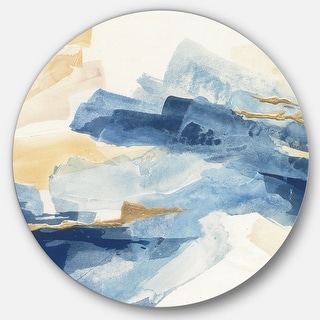 Designart 'Metallic Gold Indigo II' Glam Metal Circle Wall Art