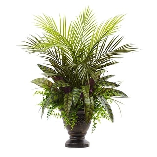 27" Artificial Mixed Areca Palm Fern and Peacock with Planter