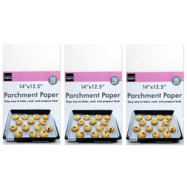Handy Housewares 14" x 12.5" Parchment Paper 10-Pack Non-Stick Baking Sheets, Pre-Cut Cookie Sheet Pan Liner