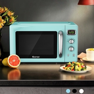 Costway 0.9Cu.ft. Retro Countertop Compact Microwave Oven 900W 8 - 19.5'' x 14'' x 11''