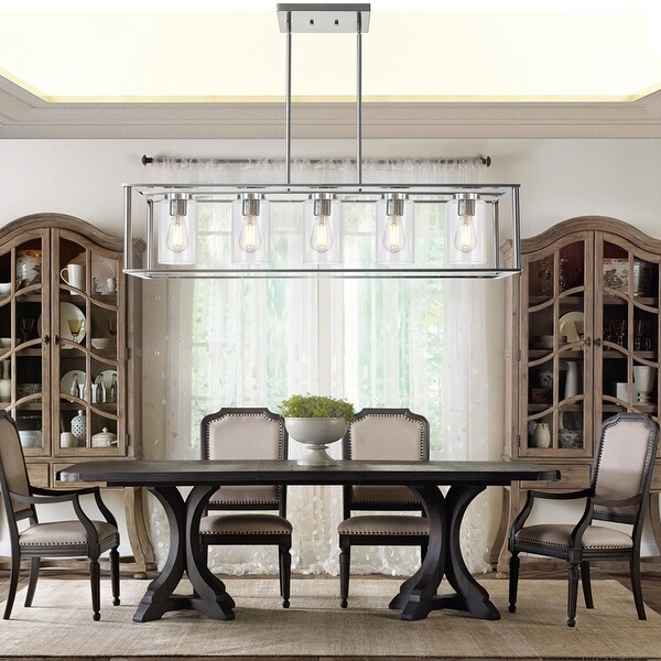 Farmhouse Dining Room Chandelier with Clear Glass Shade