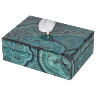 A&B Home Bethany Large Blue and Green Marbled Decorative Box