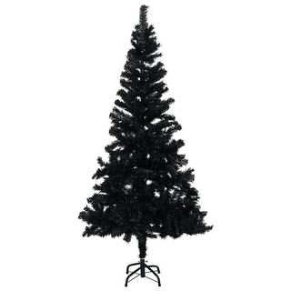 vidaXL Artificial Christmas Tree with Stand Black 7 ft PVC - 82.7"