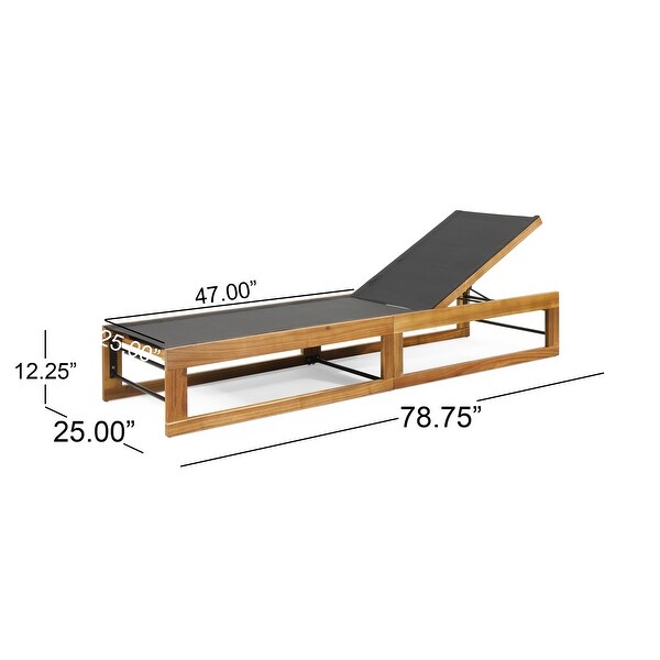 Emile Outdoor Mesh and Wood Chaise Lounge by Christopher Knight Home