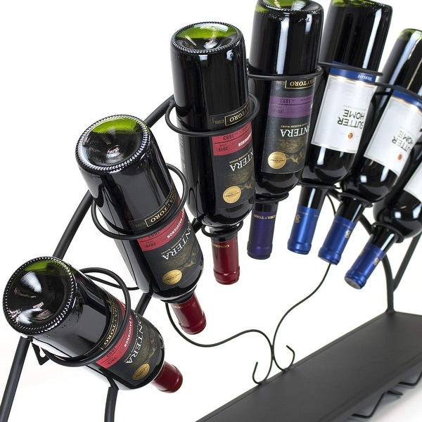Sorbus Wall Mount Wine Rack (Holds 7 Bottles and 5 Stemware Wine Glasses)