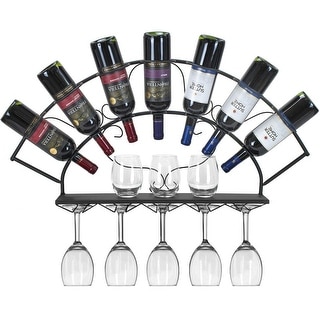 Sorbus Wall Mount Wine Rack (Holds 7 Bottles and 5 Stemware Wine Glasses)