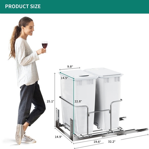 Double 43 Quart Pull Out Kitchen Waste Containers