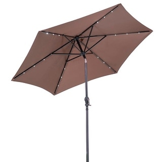 Sun-Ray 9' Round Solar Lighted Umbrella, 6Rib, 18LED, Steel