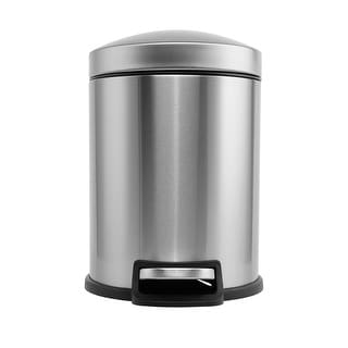 Innovaze 1.32 Gal./3 Liter Stainless Steel Round Step-on Trash Can for Bathroom and Office