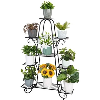 9 Tier Metal Plant Stand Heavy Duty Flower Planter Pot Display Rack - W 36.5" x H 51.2" x D 9.72"
