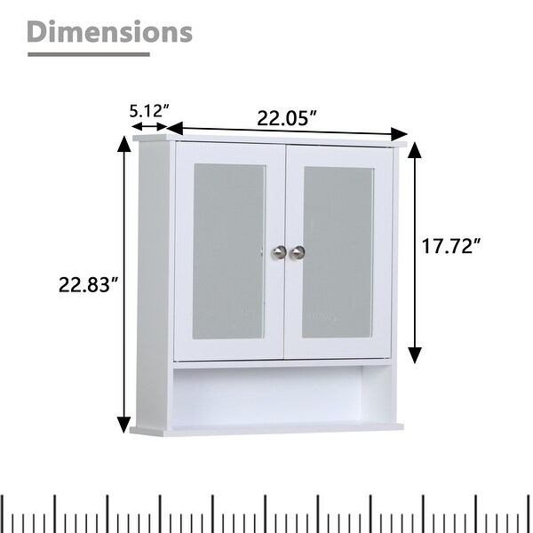 2-Door Medicine Cabinet Bathroom Wall Cabinet with Double Mirror Doors