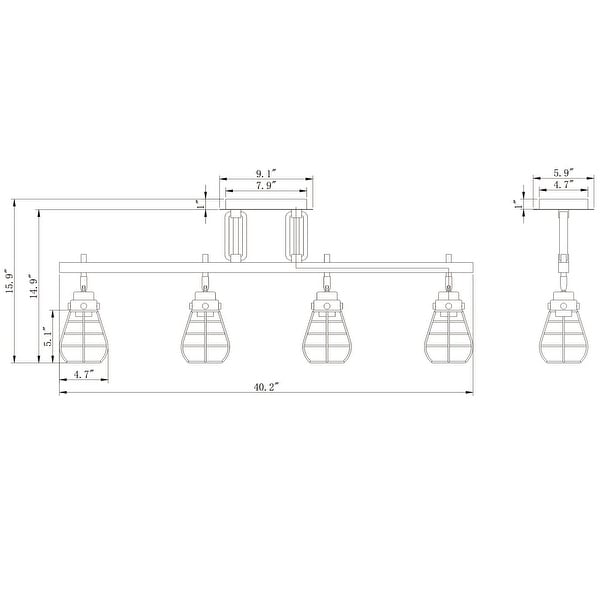 Zefina Matte Black 4-light Track Light