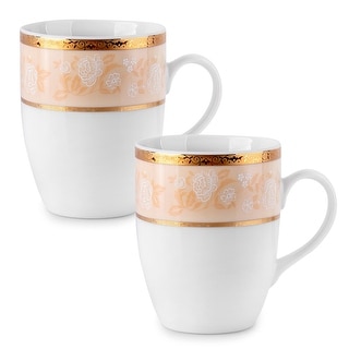 Golden Roses Porcelain Mug Set of 2
