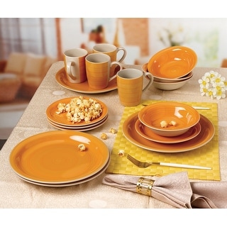 16 Piece Hand Painted Color Dinnerware Set, Service for 4