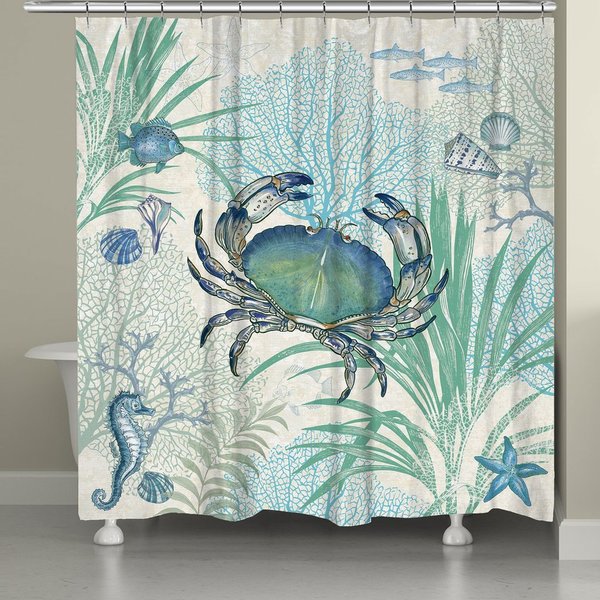 Laural Home Blue Crab Shower Curtain - 71x72