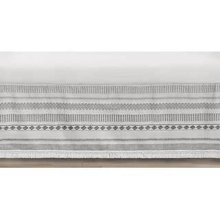 Grey Boho Tribal Bohemian Boy Girl Unisex Crib Bed Skirt Jacquard Aztec Gender Neutral Modern Geometric Stripes Ivory Textured