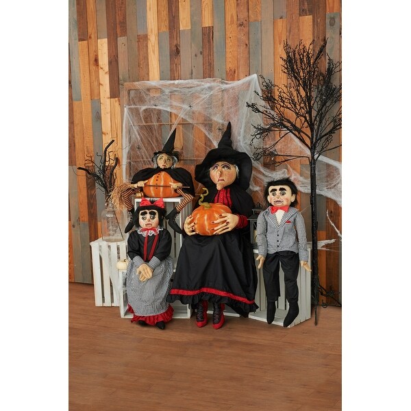 Gourdisha Joe Spencer Gathered Traditions Halloween Art Doll Figure - Black - 23" x 12" x 27"