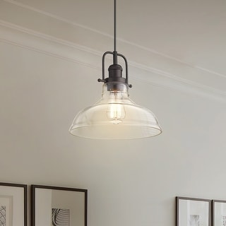 1-Light Pendant Lighting with Clear Glass Shade, Oil Rubbed Bronze Finish