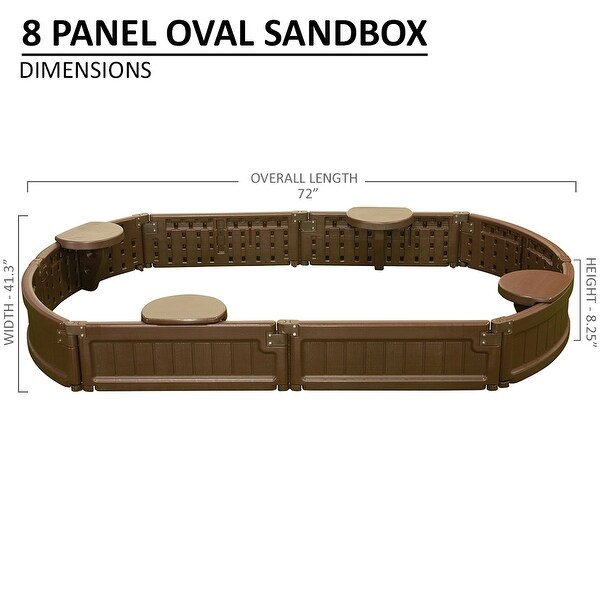 Modern Home 6ft Oval All Weather Resistant Outdoor Sandbox Kit w/Cover, Durable All-Weather Circle Outdoor Play Box