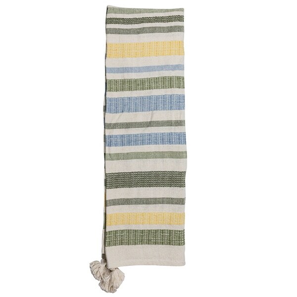 Foreside Home & Garden Blue & Yellow Striped Hand Woven Cotton Throw
