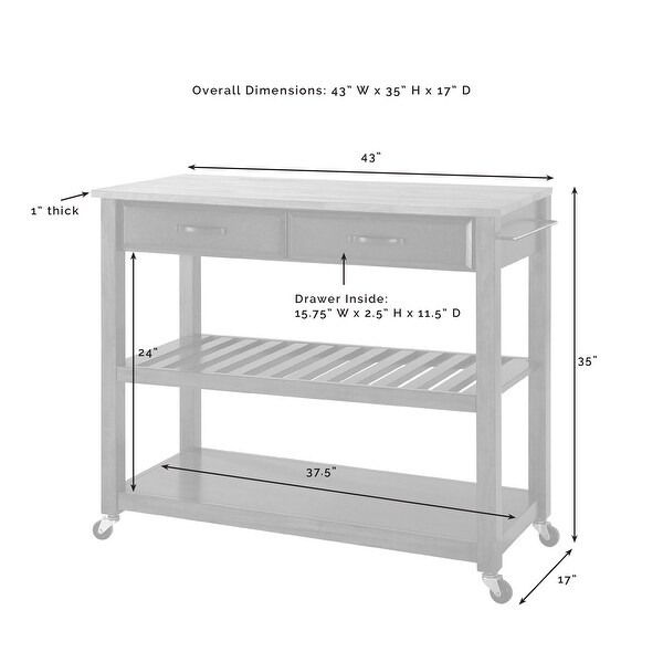 Full Size Granite Top Kitchen Prep Cart - 43"W x 17"D x 35"H - 43"W x 17"D x 35"H
