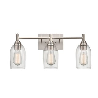 Millennium Lighting Arlett 3 Light Vanity fixture in Modern Gold or Brushed Nickel with Cleard Glass Shades