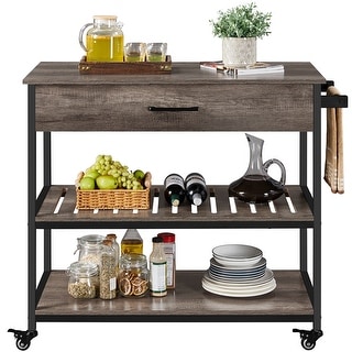 Yaheetech 3-Tier Rolling Kitchen Island Cart with Storage Drawer