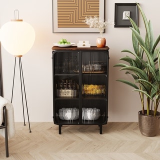 28.35"Glass Doors Modern Two-door Cabinet