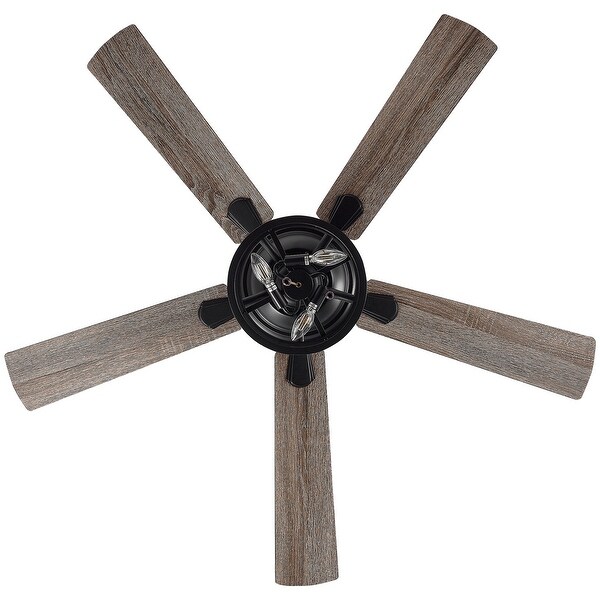 52 in. Indoor Black Farmhouse Ceiling Fan with Light Kit and Pull Chain - Matte Black