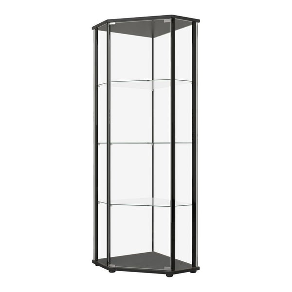 Coaster Furniture Zenobia Clear and Black Glass Shelf Curio Cabinet