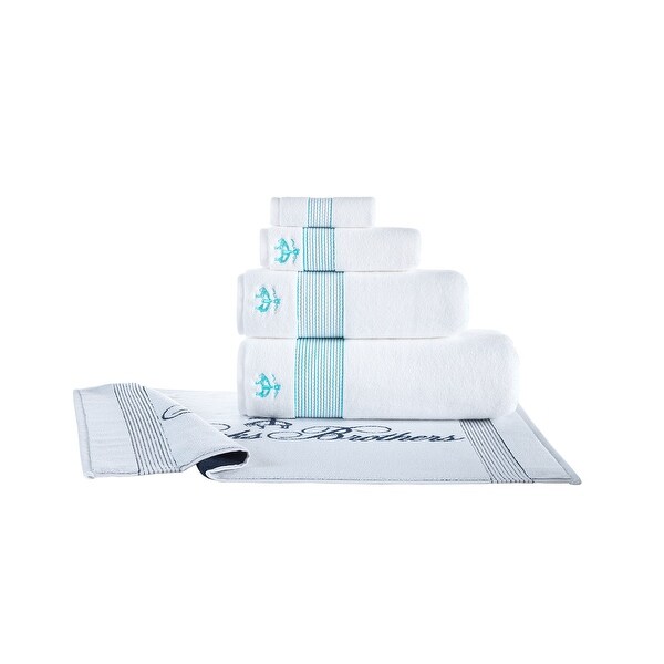 Brooks Brothers Rope Stripe Border 2 pcs Bath Sheets