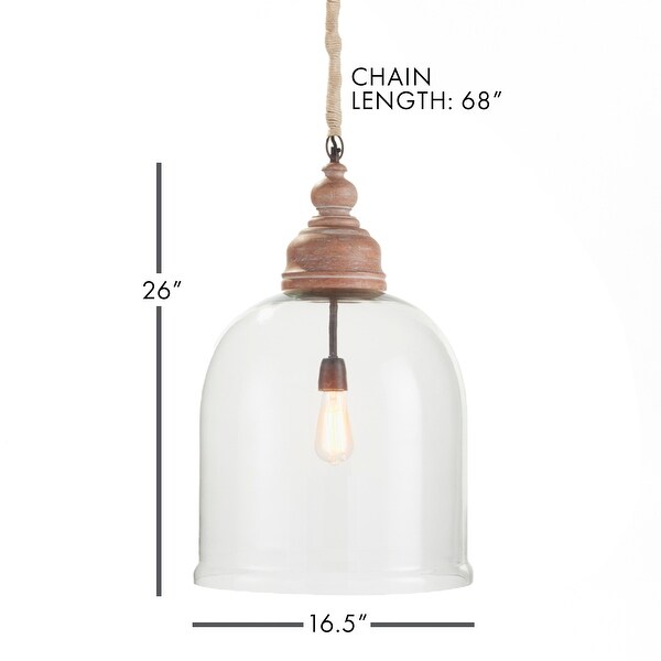 Vintner's 26 inch Cloche Pendant Whitewash Finish - 26 in.
