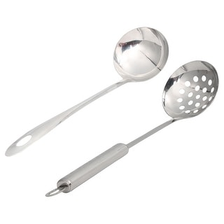Stainless Steel Soup Ladle Slotted Ladle Chef Cooking 11" 2pcs - 11" x 2.9" x 0.8"(L*W*H)