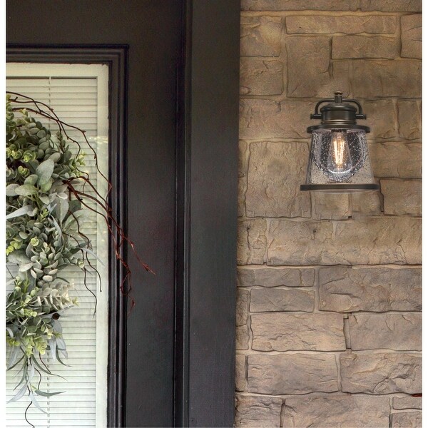 Westinghouse Lighting Emma Jane One Light Outdoor Wall Fixture with Dusk to Dawn Sensor, Amber Bronze Finish, Clear Seeded Glass