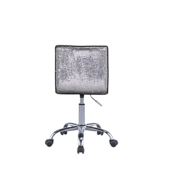 Metal Gas Lift 360 Degree Swivel Adjustable Seat Height Silver PU Office Chair in Chrome Finish