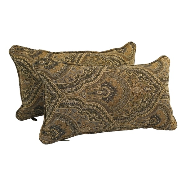 18-inch Corded Patterned Jacquard Chenille Lumbar Throw Pillows (Set of 2)