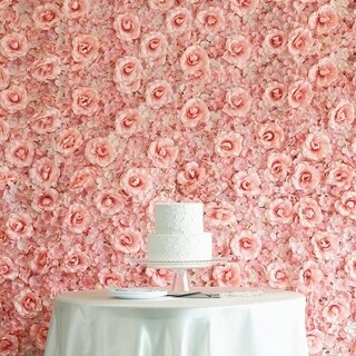 Enova Home 4 Pcs 11 Sq ft. UV Protected 3D Silk Rose & Hydrangea Flowers Wall Mat Panel for Home Wedding Photo Party Decoration