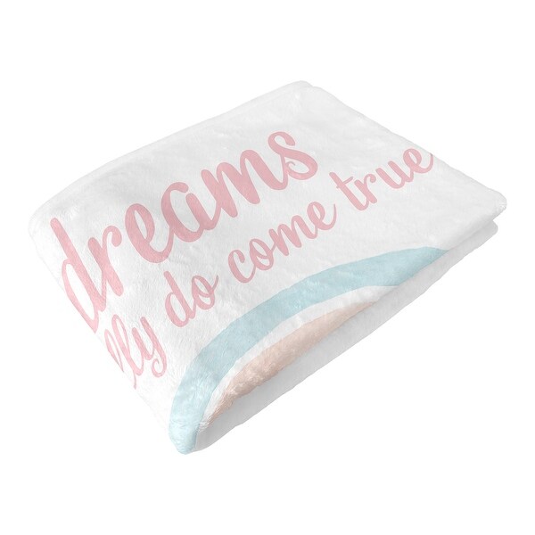 Pastel Rainbow Girl Baby Monthly Milestone Blanket - Blush Pink Purple Teal Blue and White Watercolor Dreams Really Do Come True