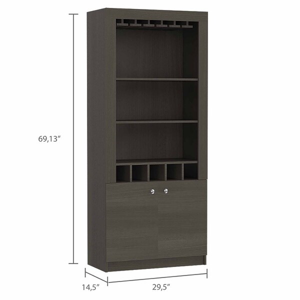 Kitchen 3-Shelf Rectangle 5-Bottle Bar Cabinet