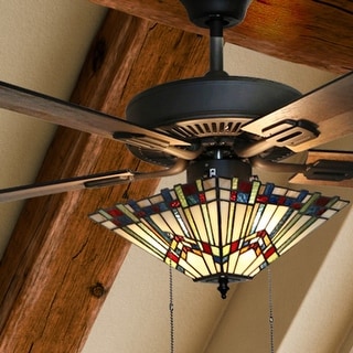 Copper Grove Orson Bronze Metal/Stained Glass 5-blade 52-inch Craftsman Ceiling Fan - 52"L x 52"W x 20"H - 52"L x 52"W x 20"H