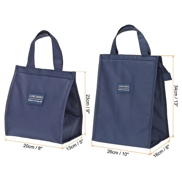 Insulated Lunch Bags, 2Pcs 10"x6"x13" 8"x5"x9" Portable Containers Bag