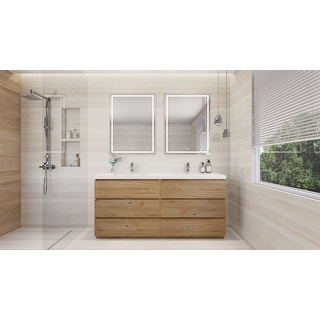 Angeles 72" freestanding bath vanity with dual basin reinforced acrylic top