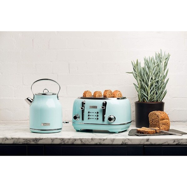 Haden Heritage 1.7 Liter Stainless Steel Body Retro Electric Kettle, Turquoise - 69.6