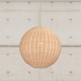 Micah Cream 1-Light Rattan Globe Basket Pendant Light