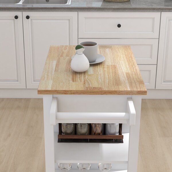 Kitchen island Rolling Trolley Cart with Towel Rack