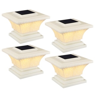 Solar Outdoor Post Cap Lights, IP65 Waterproof Square Fence Light - 4PACK