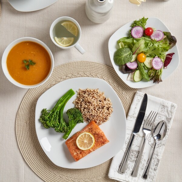 Logan 16pc Soft Square Porcelain Dinnerware Set