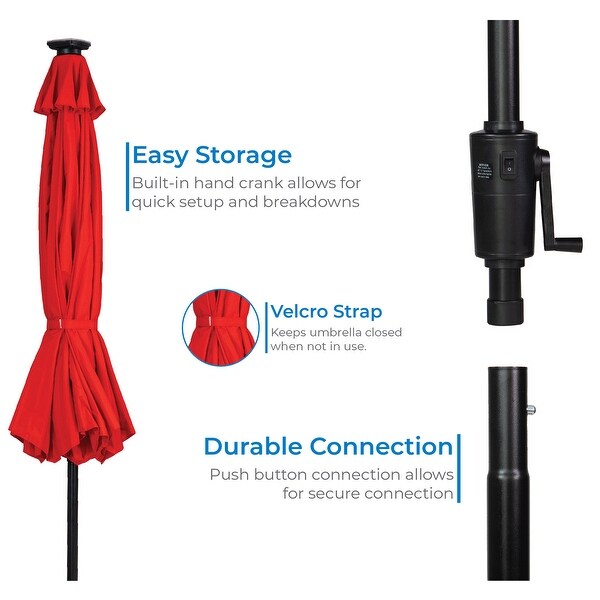 Sun-Ray 9'x7' Rectangular Solar Lighted Umbrella